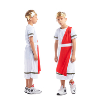 Empereur Romain Enfants Costume Blanc Toga Rouge Châle