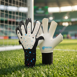 Gants de gardien de but hybrides à découpe, haute performance, OEM, avec paume avant en latex pour usage humide et sec, dos en latex, impression par sublimation et injection de silicone - Product Image 2