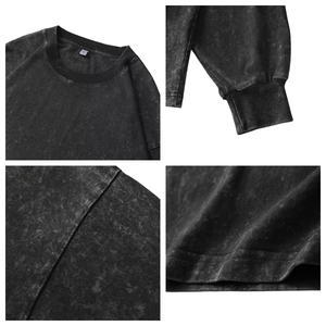 T-shirts graphiques vierges en coton 100% 250 g/m² pour hommes, manches longues, personnalisables, style vintage délavé à l'acide, coupe oversize TKAN9164 (OEM/ODM) - Product Image 4