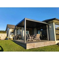 Gazebo en aluminium à double toit anti-typhon personnalisé, toit motorisé réglable avec bande lumineuse LED et moustiquaire