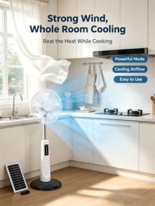 Ventilateur électrique commercial tendance avec panneau solaire, coffret cadeau, ventilateur rafraîchisseur d'air solaire, ventilateur à batterie solaire - Product Image 6