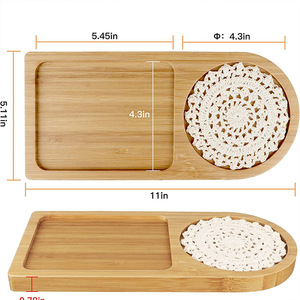 Bandeja de servir de bambú con secciones divididas para colocar postres y bebidas, vajilla de cocina, bandeja de frutas de estilo simple - Product Image 5