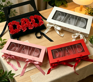 กล่องของขวัญดอกไม้ตัวอักษร DAD หลากสี กล่องจัดดอกไม้วันพ่อพร้อมหน้าต่างใส - Product Image 2
