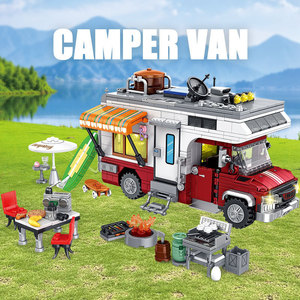 Blocs de construction de camping-car de la série City 2108 pour les enfants de 5 à 7 ans avec plastique ABS et ustensiles de cuisine d'extérieur, jouet d'assemblage - Product Image 3