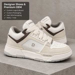 Chaussures de luxe pour hommes et femmes, en daim beige crème de haute qualité, style rétro, baskets de marche, neuves. - Product Image 1