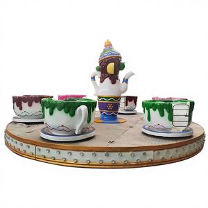 Équipement de parc d'attractions intérieur/extérieur personnalisé pour enfants, manèges en forme de tasses à café et à thé, en fibre de verre et acier, certifié CE, capacité de 24 personnes - Product Image 1