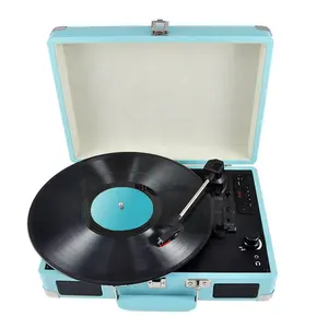 Professional Gramophone Cd Player Wireless Bluetooth Multimedia Suitcase Style 3 Speed Retro LP Vinyl Record Turntable Player