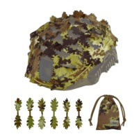 Housse de casque camouflage bionique couleur unie grise, découpe laser irrégulière avec 6 feuilles de simulation supplémentaires et pochette de rangement