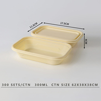 Barquette alimentaire jetable biodégradable en amidon de maïs sans PFAS, micro-ondable, avec couvercle, pour emporter, à emporter, boîte à lunch