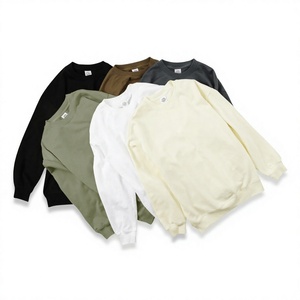 Sweat-shirt à col rond en molleton 100% coton, coupe ample, grande taille 350g, lourd, uni, avec logo brodé - Product Image 1