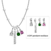 Charme Diy Fine Mode Pendentif Collier Bijoux S925 Argent Lien Perle Chaîne Mama Alphabet 5a Zircone Pendentif Colliers