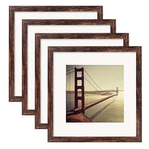 Photo Frame Black 8 Inch 10 Inch A4 Wooden Display Pictures Frame With Mat