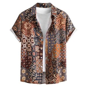 Chemise hawaïenne décontractée pour homme, respirante, écologique, à manches courtes, à motif floral, fermeture à un bouton - Product Image 1