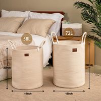 Grand panier à linge pliable en corde de coton tressée avec poignées, couleur personnalisable, panier de rangement pour chambre, salon, vêtements et jouets
