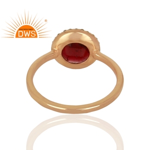 แหวนพลอยโกเมนเพทาย18กะรัตโรสโกลด์ชุบเงิน925แหวนวางซ้อนกันได้เครื่องประดับคอลเลกชันคลาสสิก - Product Image 3