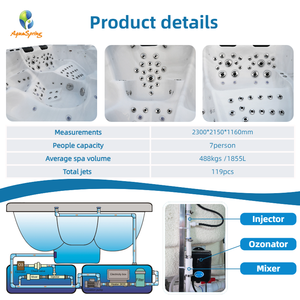 High Quality and Popular Hydro Massage Outdoor <strong>Jacuzzier</strong> Spa Hot Tub With LED Lights - Product Image 3