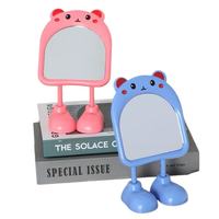 Miroir de maquillage portable en plastique durable et écologique en forme de petit ours avec grossissement 1x, cadeau promotionnel de bureau