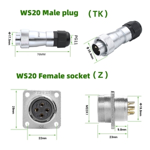 Conector de Aviación HS/WS20 TK de 2-12 Pines IP67 con Acoplamiento Roscado - Conector Metálico para Cableado Automotriz y Maquinaria Industrial - Product Image 3