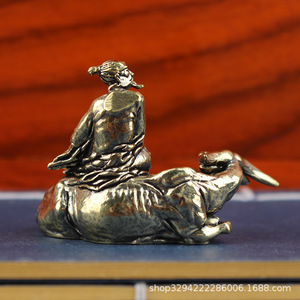 Figurine en laiton <span class=keywords><strong>de</strong></span> Laozi montant un bœuf, objet décoratif artistique rétro, artisanat, maison, bureau, salle d'étude, culturel et petit objet décoratif. - Product Image 5