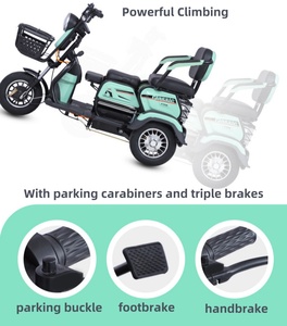 Scooter à 3 roues pour adultes, <span class=keywords><strong>1000W</strong></span> 60V, puissant, petit tricycle électrique familial pour personnes âgées, enfants, hommes, femmes, rouge, vert - Product Image 4