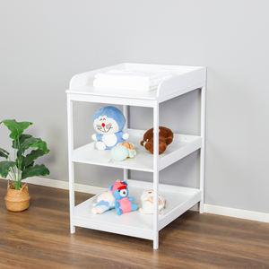 Mesa de cambio de pañales de madera <span class=keywords><strong>para</strong></span> niños de 3 niveles <span class=keywords><strong>con</strong></span> 2 estantes de almacenamiento - Product Image 6