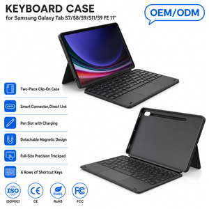 Clavier et étui pour <span class=keywords><strong>Galaxy</strong></span> <span class=keywords><strong>Tab</strong></span> S7 S8 S9 S11 S9FE S10FE 11 pouces avec connecteur direct, pavé tactile intégral, rétroéclairage 7 couleurs et emplacement pour stylet - Product Image 1