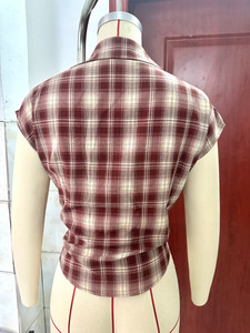 Nuova Camicetta Estiva Casual da Donna, <span class=keywords><strong>Sexy</strong></span>, a Maniche Corte, con Motivo a Quadri, <span class=keywords><strong>Top</strong></span> <span class=keywords><strong>Corto</strong></span> Traforato, Bluse da Donna - Product Image 4