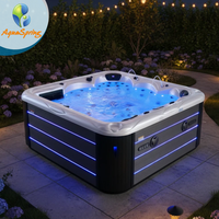 Baignoire carrée Aquaspring 2,1 m pour 6 personnes, spa et jacuzzi extérieur, baignoires en acrylique pour jardin avec 74 jets