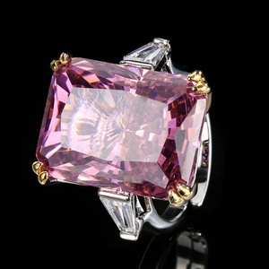 High <b>End</b> Jewelry Eco-friendly Copper 15*20MM Square Radiant Cut Cubic Zirconia Adjustable Band Ring for Women - Product Image 4