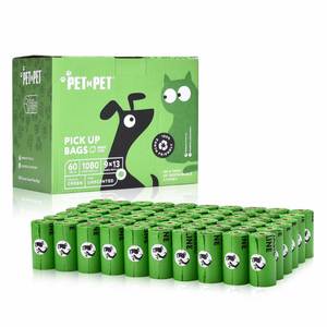 <b>Compostable</b> Biodegradable Eco-Friendly Strong Plastic Dog Poop <b>Bag</b> Holder Rolls with Handle for Small Animals - Product Image 1