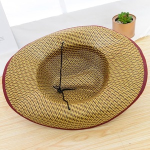 Fashionable Ethnic Dobby Style Natural Grass Men's Summer Hollow-out Big-brim Sun Cowboy <strong>Hat</strong> Outdoor Breathable Fishing <strong>Hat</strong> - Product Image 4