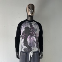 T-shirt à manches longues col rond personnalisé MT1808, 100% coton, imprimé numériquement, coupe ample, tissu épais