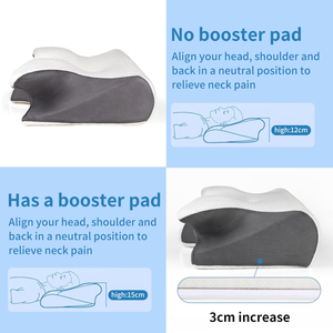 Bantal Leher Servikal WJ-2073 OEM Kontur Ergonomis Busa Memori Bentuk Persegi Panjang Ganda Dapat Dilepas dan Dicuci dengan Sarung Bantal Sutra - Product Image 3
