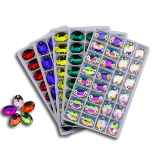 Hot Selling DIY Accessories Multi Color Crystal Beads Ellipse K9 Crystal Glass Rhinestone For Sew On Garment Clothes