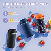 Botol Air Stainless Steel Anak dengan Sedotan 14oz, Tumbler Terisolasi, Tutup Pengunci Anti Bocor untuk Sekolah dan Perjalanan