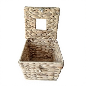 Handmade Eco-Friendly Waterproof Modern Water Hyacinth <b>Storage</b> <b>Basket</b> Natural Woven <b>Rectangular</b> Tray Multifunction Geometric - Product Image 1