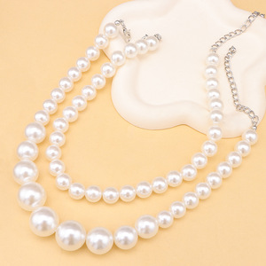 สร้อยคอโชคเกอร์หลายชั้นไข่มุกเทียมสไตล์ยุโรปอเมริกันสำหรับผู้หญิง เครื่องประดับสำหรับงานปาร์ตี้ - Product Image 3