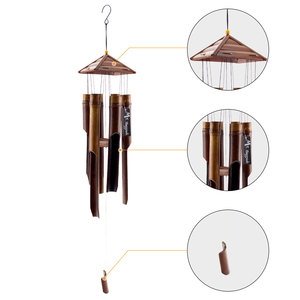 Carillons à <span class=keywords><strong>vent</strong></span> créatifs faits à la main en <span class=keywords><strong>bambou</strong></span> de 41 pouces, finition naturelle, forme irrégulière, décoration de jardin, de maison et d'extérieur - Product Image 4