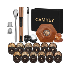 Kit de 23 outils pour barman : Torche à fumer le whisky, 12 copeaux de <span class=keywords><strong>bois</strong></span>, glaçons pour moules à boules, infuseur à fumée pour cocktails, shaker à whisky Old Fashioned - Product Image 1