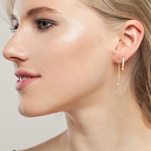 ROXI Boucles d'oreilles créoles en argent sterling 925 plaqué or 18 carats avec pendentif zircon blanc et émail - Product Image 3