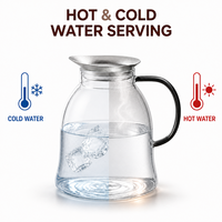 Jarra de Água Inovadora em Vidro Borossilicato com Tampa de Titânio Puro, Resistente ao Calor para Bebidas Quentes/Frias, Uso em Chá e Festas, 1-1.5L