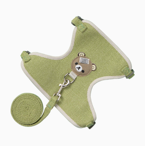 Harnais et laisse pour animaux de compagnie Green Vest, type Step-in, avec boucle anti-traction, pour petits chiens, chats, caniches, bichons - Product Image 1