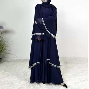 Nuova striscia di Chiffon a manica lunga gonna a campana <span class=keywords><strong>abito</strong></span> <span class=keywords><strong>abito</strong></span> donna Cardigan Costume nazionale - Product Image 1