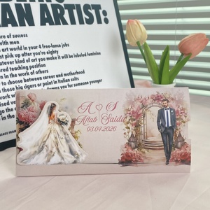 Tarjetas de Invitación de Boda Pop-Up Personalizadas con Sobres, Invitación Romántica 3D de Novios, Anuncio de Matrimonio Floral Personalizado - Product Image 1
