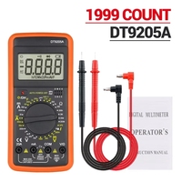 Multimeter Digital DT9205A 1999 Tampilan Layar, Pengukur Tegangan AC DC, Arus, dan Resistansi, Alat Uji Listrik Genggam
