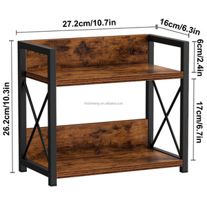 Estante <span class=keywords><strong>de</strong></span> cocina clásico <span class=keywords><strong>de</strong></span> <span class=keywords><strong>madera</strong></span> marrón <span class=keywords><strong>de</strong></span> doble nivel, resistente, multifuncional, organizador <span class=keywords><strong>de</strong></span> encimera para café, estantes verticales fáciles <span class=keywords><strong>de</strong></span> usar - Product Image 3