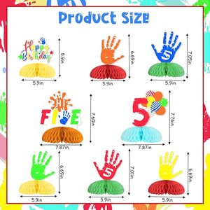 8 pièces Décorations de fête d'<span class=keywords><strong>anniversaire</strong></span> 'Hi Five' pour 5e <span class=keywords><strong>anniversaire</strong></span>, pour garçons et filles, Centre de table en nid d'abeille et Décoration de dessus de table - Product Image 5