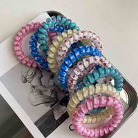 Élastiques à cheveux en spirale couleur bonbon, chouchous à forte adhérence, accessoires capillaires pour femmes et filles, vente en gros