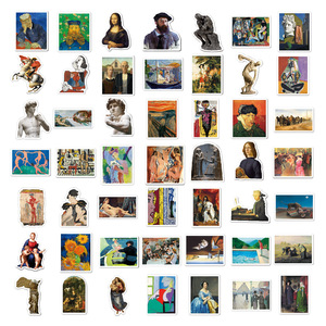 100 Uds artista del Renacimiento italiano <span class=keywords><strong>Leonardo</strong></span> Da Vinci pegatina de pintura al óleo clásica de moda pegatina de dibujos animados - Product Image 2