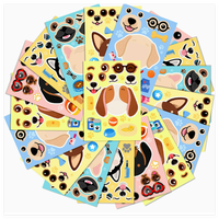 6 Pièces / Ensemble Puzzles Chien Cartoon Wang Autocollants Imperméables à Visages Changeants en Papier Super Mignons pour l'Éducation Précoce des Enfants